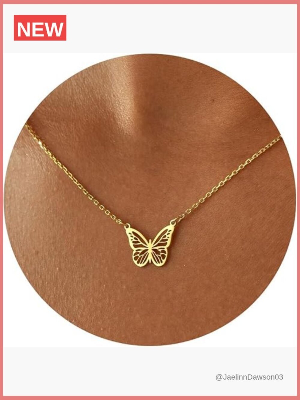Dainty Butterfly Pendant Necklace 14K Gold Plated Simple Jewelry